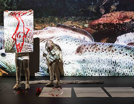 Drawing produced by Joan Jonas during live performance of Moving Off the Land