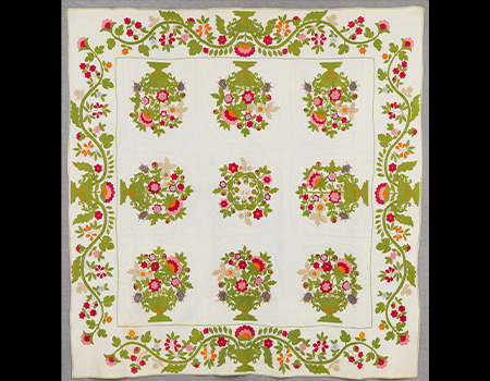 Exhibition view of An Ecology of Quilts: The Natural History of American Textiles
